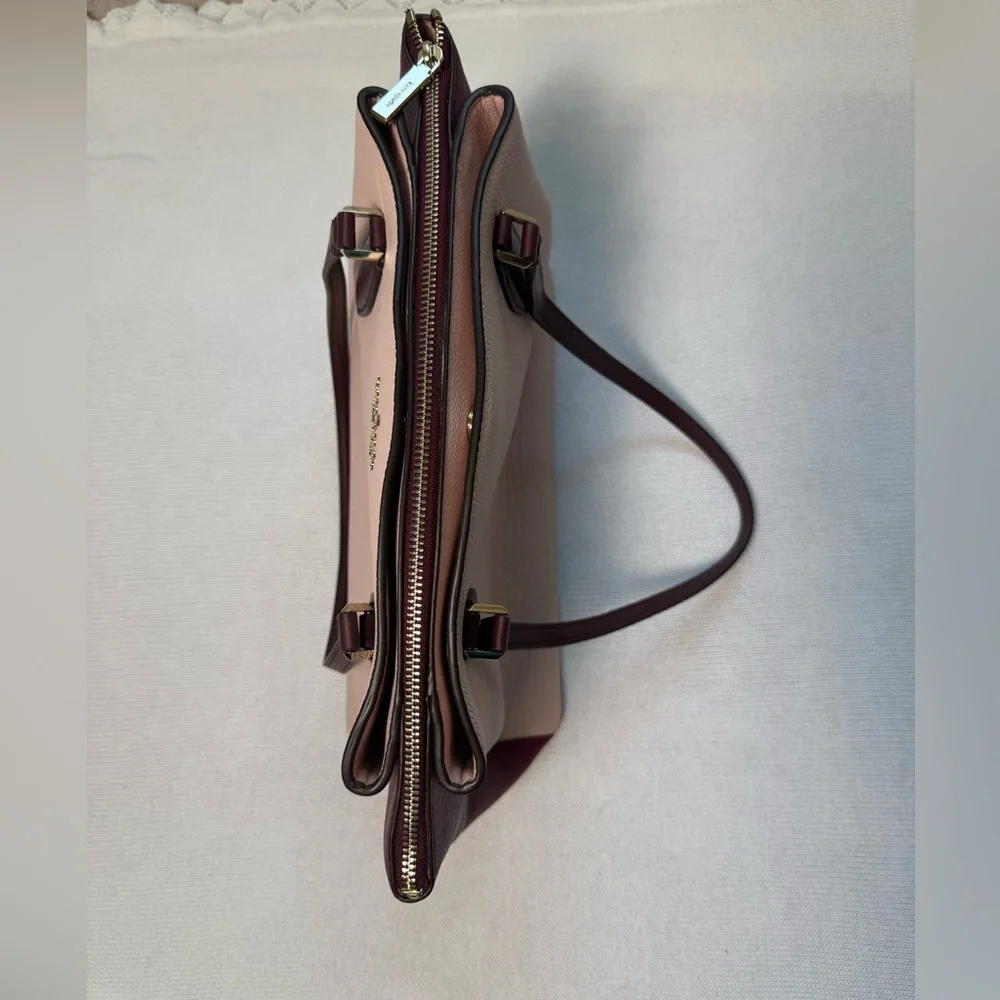 Kate Spade Monet Large Compartment Tote – Leather Pink Burgundy Shoulder Bag - Picture 8 of 17